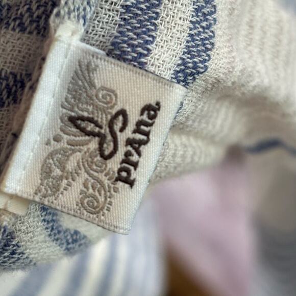 prAna Fringe Cotton Blend Striped Winter Fall Preppy Classic Scarf Shawl - Picture 5 of 10